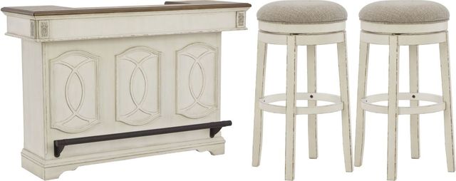 Signature Design by Ashley® Realyn 3-Piece Chipped White Bar Set-0