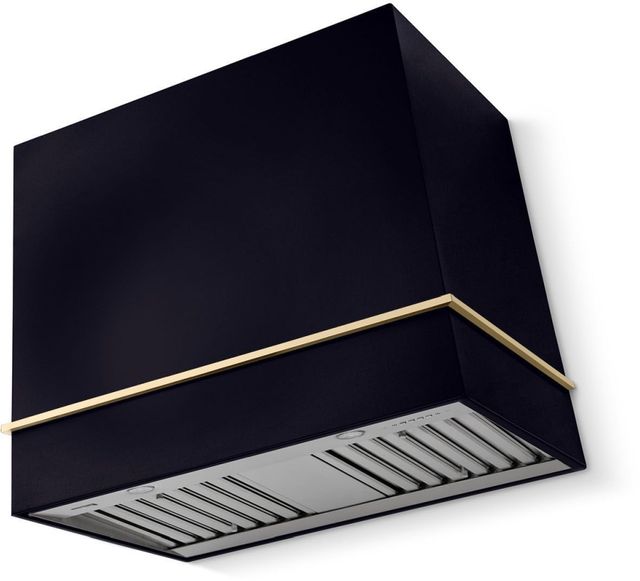 La Cornue Cornufé Loge 36" Matte Black Wall Mounted Range Hood with Polished Brass Trim-0