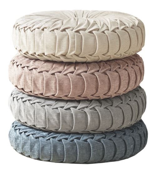 Olliix by Intelligent Design Loretta Ivory 22" Diameter x 6" Poly Chenille Round Floor Pillow Cushion-3