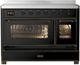 Ilve® Majestic III 48" Glossy Black Pro Style Induction Range with Triple Glass Door and Burnished Trim-2
