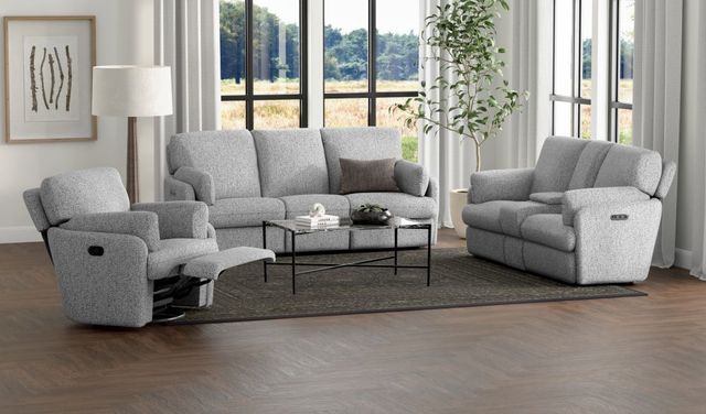 Emerald Home Albus Speckled Gray Power Reclining Loveseat with Console-2