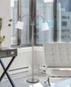 Cal® Lighting & Accessories Gail Brushed Steel/White Floor Lamp with Goose Neck-1