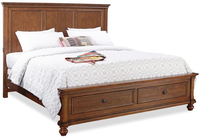 aspenhome® Oxford Whiskey Brown Queen Panel Storage Bed-0