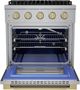 Hauslane HausPro 30" Stainless Steel Pro-Style Dual Fuel Range with Satin Brass Knobs-2