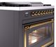 Ilve® Nostalgie II Noblesse 36'' Graphite Matte Pro Style Dual Fuel Range with Brass Trim-4