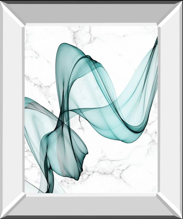 Classy Art Teal Ribbons I by Irena Orlov Mirror Framed Wall Art-0