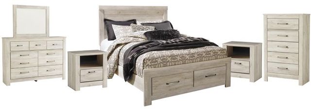 Signature Design by Ashley® Bellaby 6-Piece Whitewash Queen Platform Storage Bed Set-0
