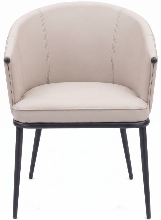 Cramco Lois Pearl/Matte Black Dining Arm Chair-2
