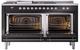 Ilve® Nostalgie II Noblesse 60'' Glossy Black Pro Style Dual Fuel Range with Chrome Trim-2