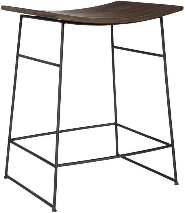 Uttermost® Thura Walnut Counter Stool with Dark Gunmetal Legs-0