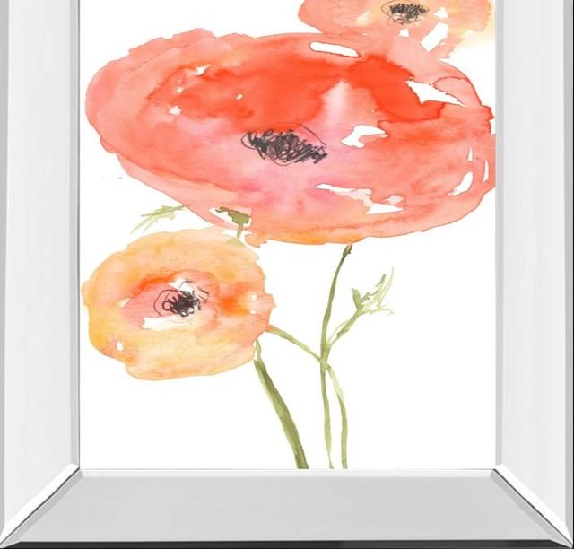 Classy Art Neon Poppies I by Jennifer Goldberger Mirror Framed Wall Art-1