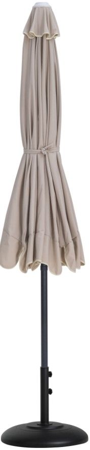 Meridian Furniture Amalfi Beige/Matte Black/Black Aluminum Outdoor Patio Umbrella and Round Base-1