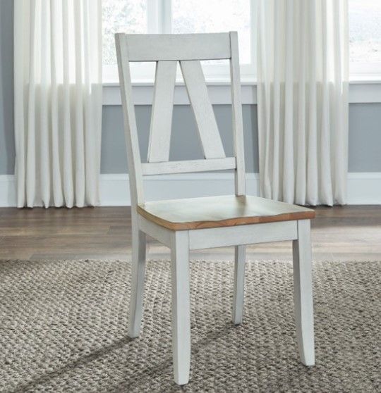 Liberty Furniture Lindsey Farm Sandstone/Weathered White Splat Back Side Chair-1