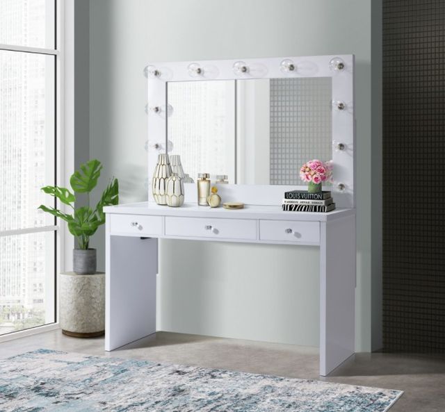 Elements International Ariana White Vanity Table-1