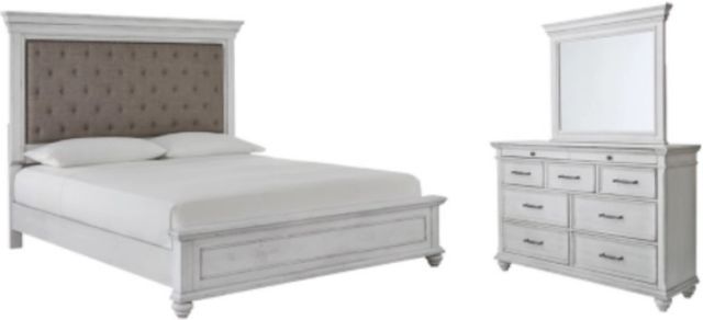 Benchcraft® Kanwyn 3-Piece Whitewash Queen Panel Bed Set-0
