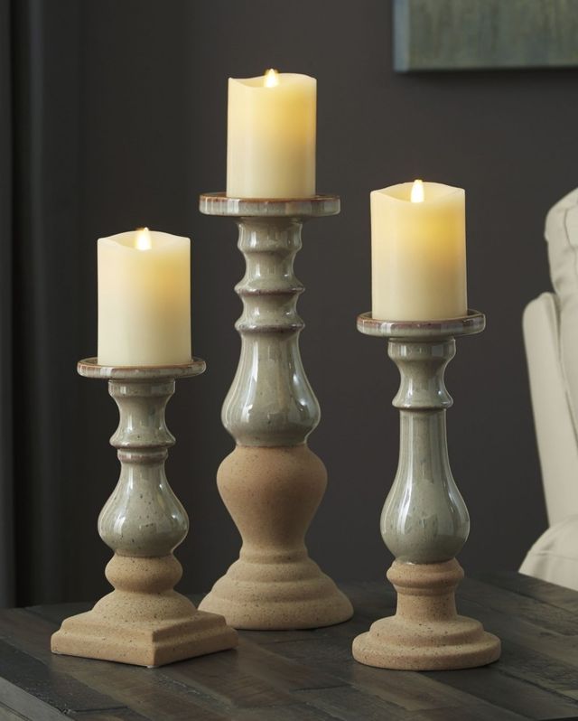 Signature Design by Ashley® Emele 3-Piece Taupe Candle Holder Set-1