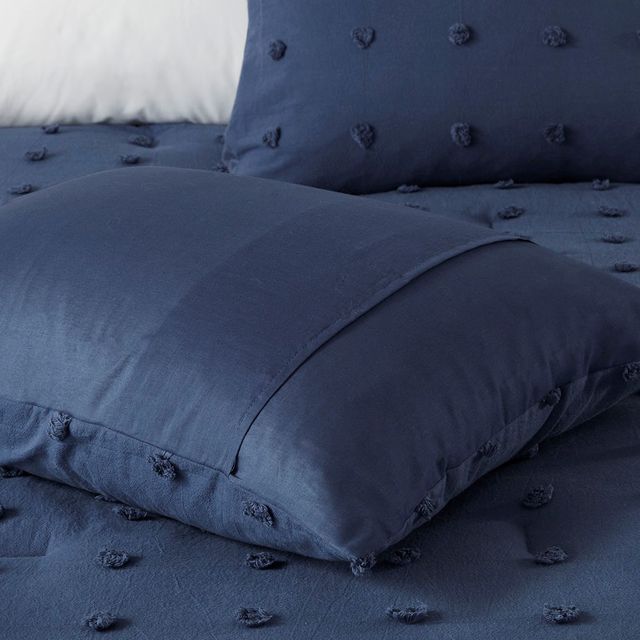 Olliix by Urban Habitat Alaina 3 Piece Cotton Indigo Blue King/California King Comforter Mini Set-3