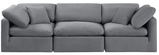 Meridian Furniture Indulge 3-Piece Gray Velvet Sofa -1