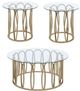 Coaster® Monett 3-Piece Tempered Glass Top Occasional Table with Chocolate Chrome Base Set-0