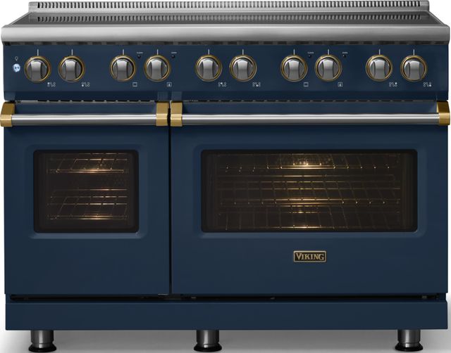 Viking® 5 Series 48" Slate Blue Pro Style Induction Range with Brushed Brass Trim-2