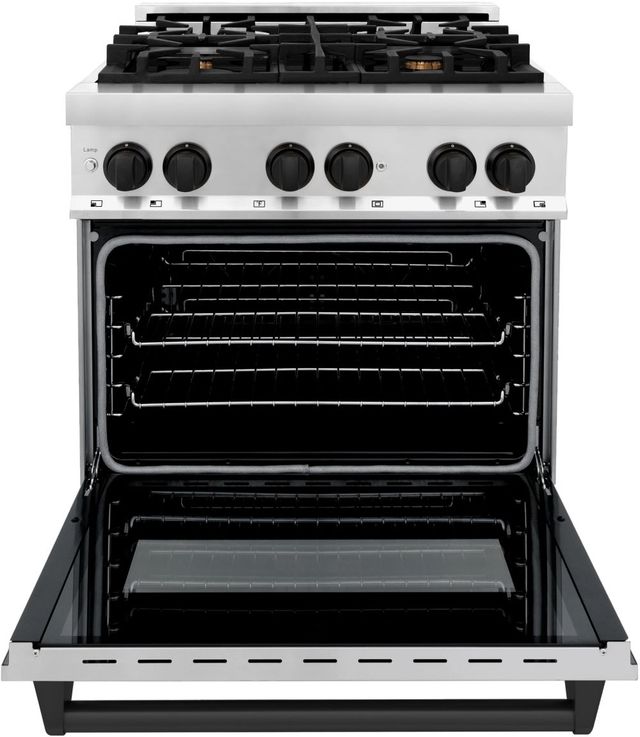 ZLINE Autograph Edition Legacy 30" Stainless Steel Pro Style Dual Fuel Range with Matte Black Accents-1