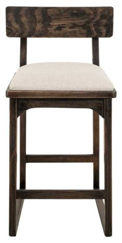 International Furniture Direct Balam Stained Dark/White Upholstered Barstool-2