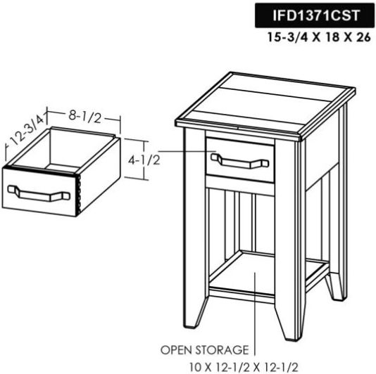 International Furniture Direct Teak Stained Dark Chairside Table-2