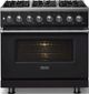 Viking® 5 Series 36" Onyx Pro Style Dual Fuel (LP) Range with Polished Chrome Trim-2