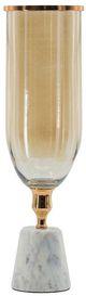 A & B Home Gold/White Glass Tapered Vase with Marble Base-0