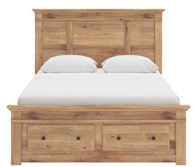 Signature Design by Ashley® Fenderport Tan 68" Queen Panel Storage Bed-2