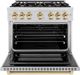 ZLINE Select Autograph Edition 36" Stainless Steel Pro Style Dual Fuel Range with Polished Gold Accents-1