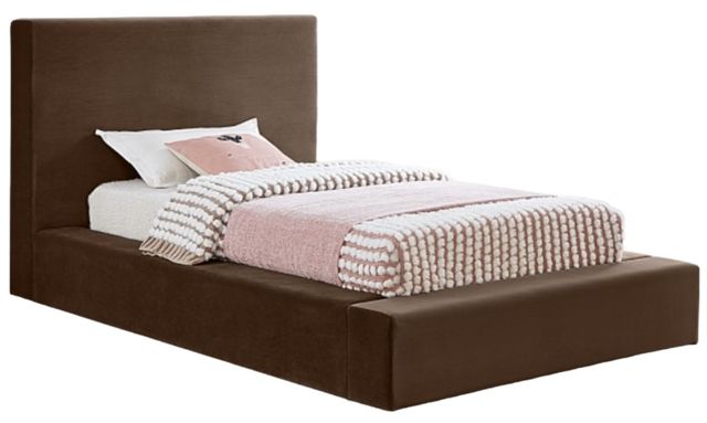 Meridian Furniture Dorian Brown Twin Upholstered Panel Bed-0