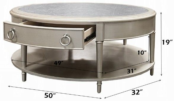 ACME Furniture Kasa Gray Coffee Table with Champagne Base-2