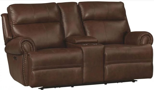 Bassett® Furniture Claremont Kobe Leather Loveseat with Console-0