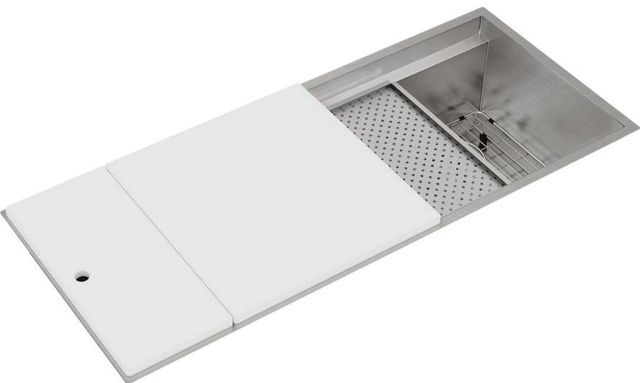 Elkay Circuit Chef® Workstation Stainless Steel 46" x 21" Single Bowl Undermount Sink Kit with White Polymer Boards-1