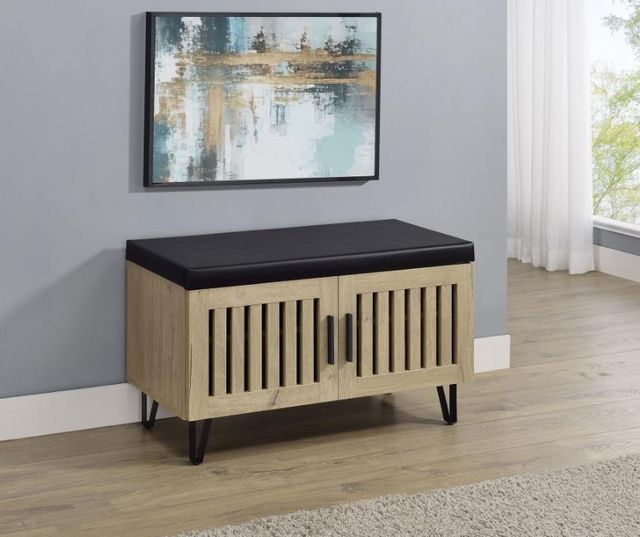 Coaster® Brixton Black/White Oak Entryway Shoe Storage Bench-7
