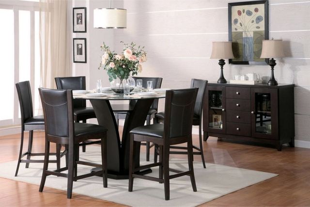 Mazin Furniture Daisy Glass Top Counter Height Dining Table with Espresso Base-3