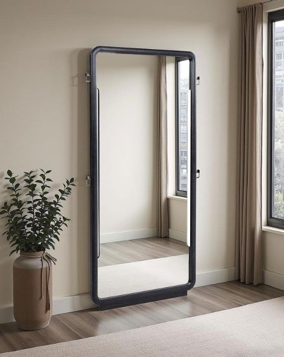 Coaster® Leandro Burnished Black Full Length Mirror-1