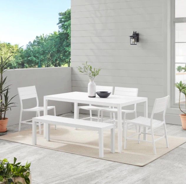 Linon Alora 6-Piece White Aluminum Outdoor Dining Set-1