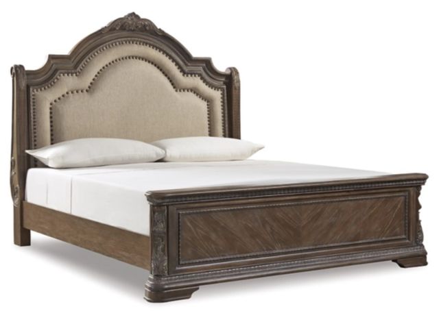 Signature Design by Ashley® Charmond 5-Piece Brown California King Upholstered Sleigh Bed Set-1