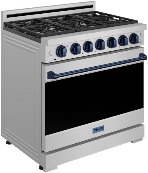 Thor Kitchen® Gordon Ramsay 36" Stainless Steel/Blue Freestanding Pro Style Gas Range-2