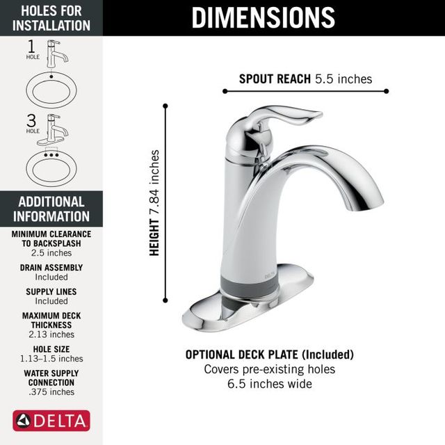 Delta Lahara® Chrome Touch2O® Bathroom Faucet with Touchless Technology with Drain-4
