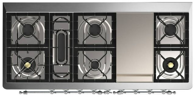Ilve® Majestic III 60" Blue Gray Pro Style Dual Fuel Natural Gas Range with Triple Glass Door and Chrome Trim-2
