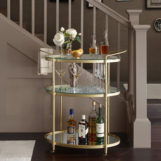 Olliix by Madison Park Signature Antique Gold Lauren Bar Cart-2