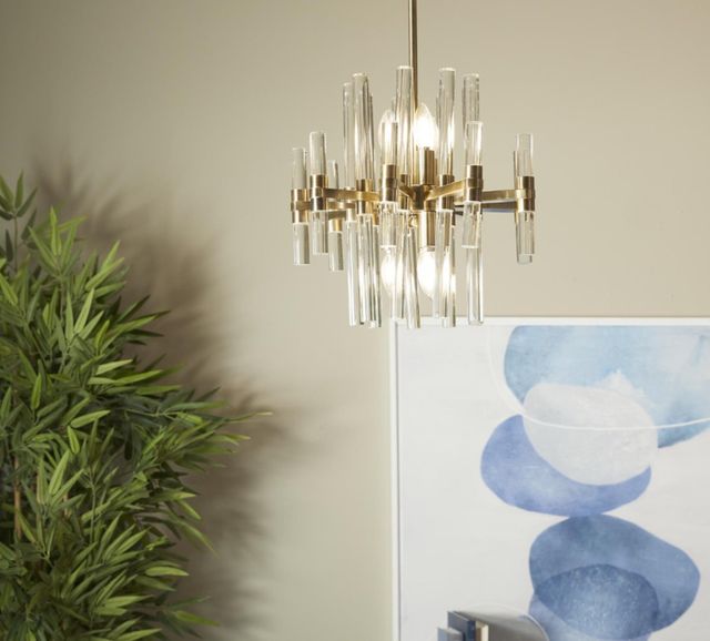 Deco Marche USelect Gold Metal Crystal Embellished 8-Light Room Chandelier with Link Style Chain-3