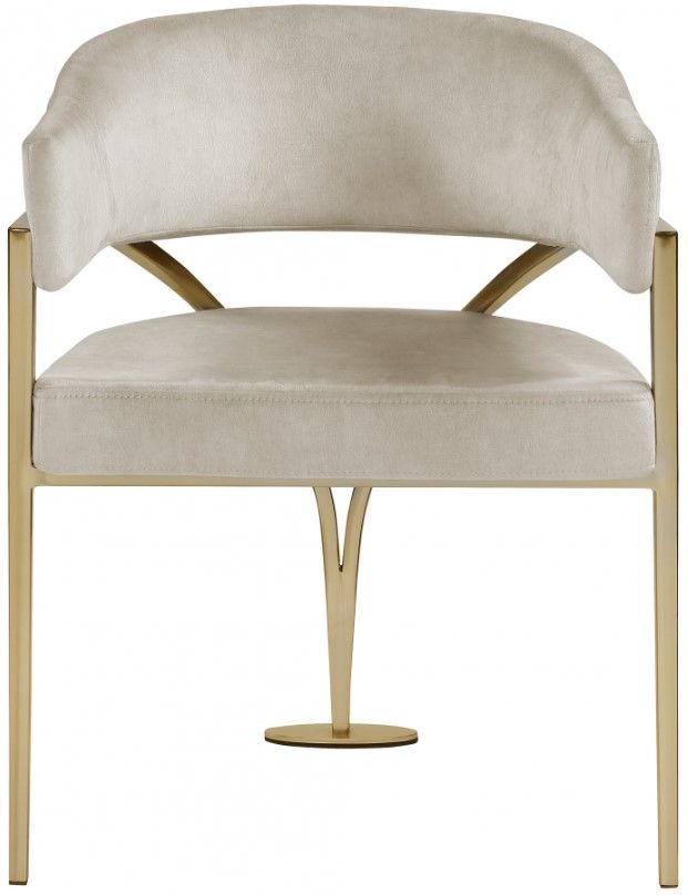 Meridian Furniture Madelyn Stone/Brushed Brass Velvet Dining Chair-1