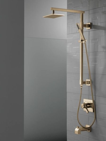 Delta Universal Showering Components Lumicoat® Champagne Bronze Square Single-Setting Raincan Shower Head-1