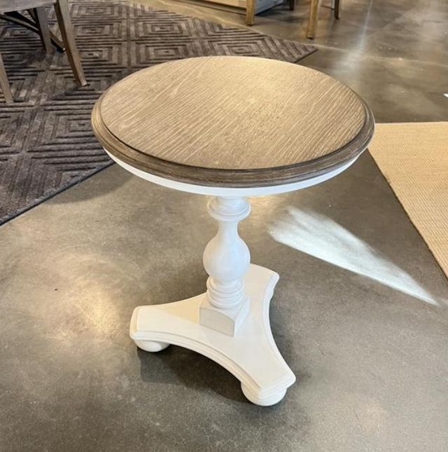 Riverside Furniture Jameson Antique Oak Side Table with Pale Taupe Base-3