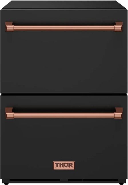 Thor Kitchen Gordon Ramsay Collection 3.4 Cu. Ft. Anti-Fingerprint Black Under the Counter Freezer Drawer with Rose Gold Handle-0