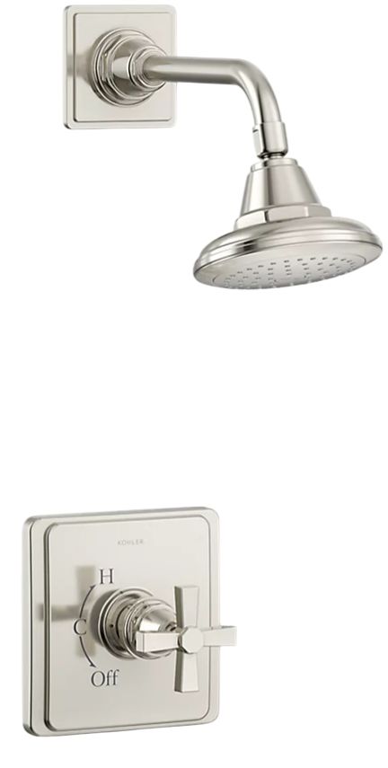 KOHLER® Pinstripe® Pure Rite-Temp® Vibrant Polished Nickel 2.5 GPM Shower Trim Kit with Cross Handle-0